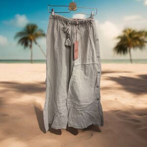 Scandal Italy Cassia Sz S Pull On Drawstring Elastic Beach Pants Side Button‎